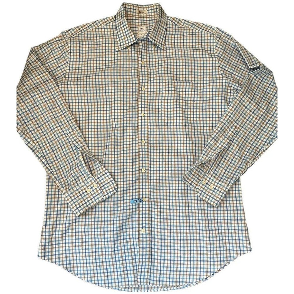 Peter Millar Nanoluxe Easy Care Cotton Multi Color Check Casual Dress Shirt L